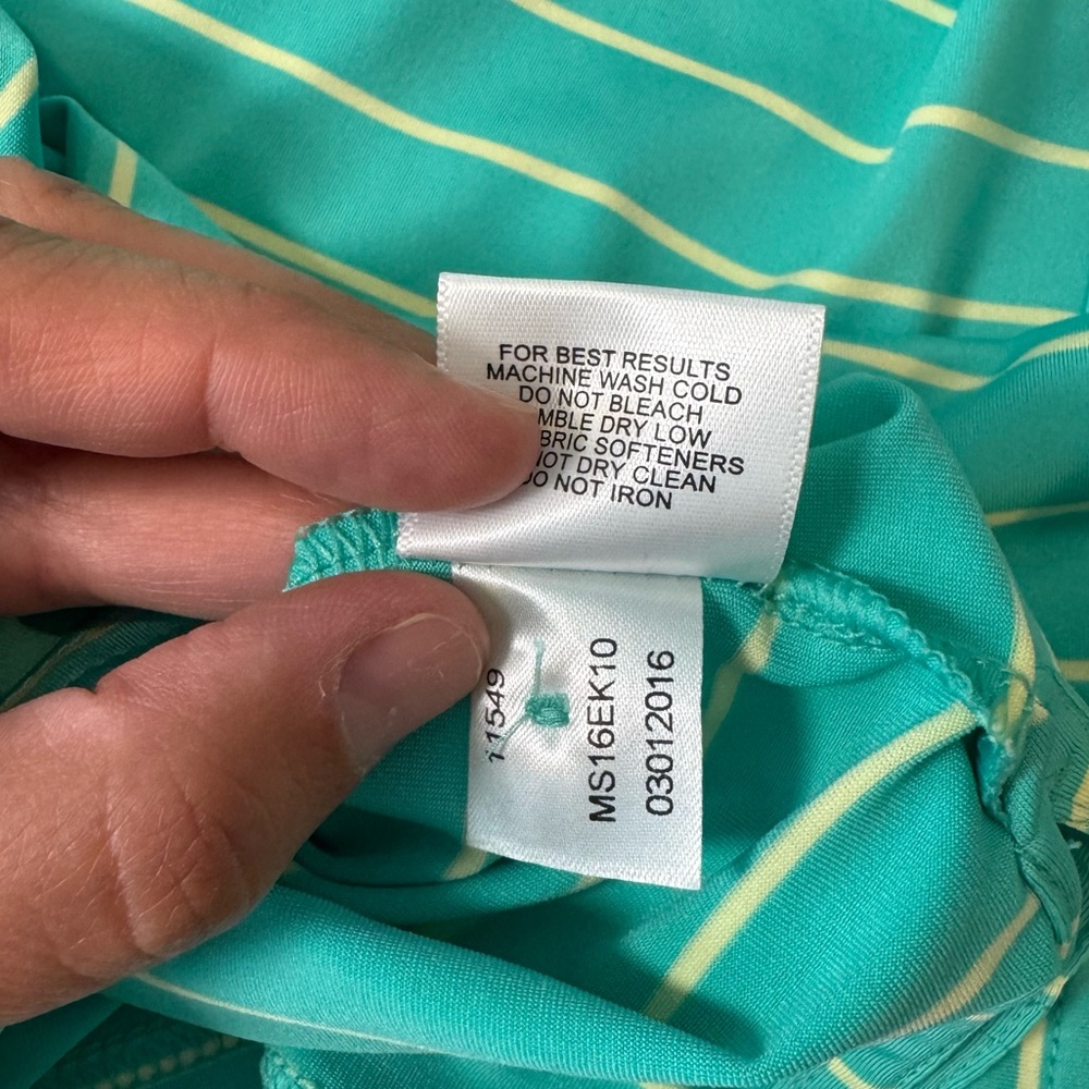 Peter Millar Polo Men’s Large Summer Comfort Embroidered “R” Aqua Light Yellow - Picture 8 of 10